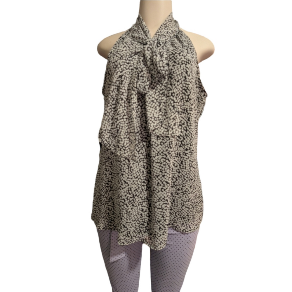 Old Navy Women's Black and White Polka Dot ‎ Halter Top Size Large